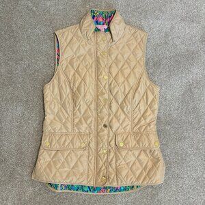 Lilly Pulitzer Getaway Quilted Vest in Tan - Size Medium